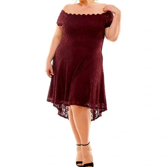 bodycon velvet dress Long Sleeves Burgundy Mermaid Bridesmaids Dresses Illusion Off Shoulder Lace  Appliques DTB38 – DressTok.co.uk main image 0